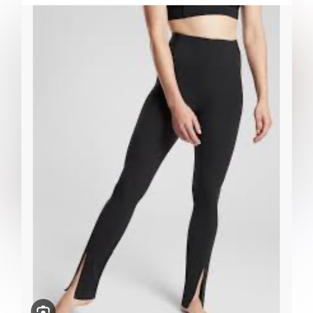 Athleta Aura Split Pants Activewear Leggings Powervita Black Women's Size Small